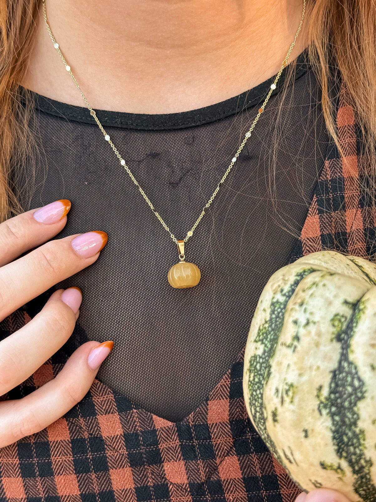 Schlichte Kürbiskette Kette | Gold & Silber | Topas-Jade