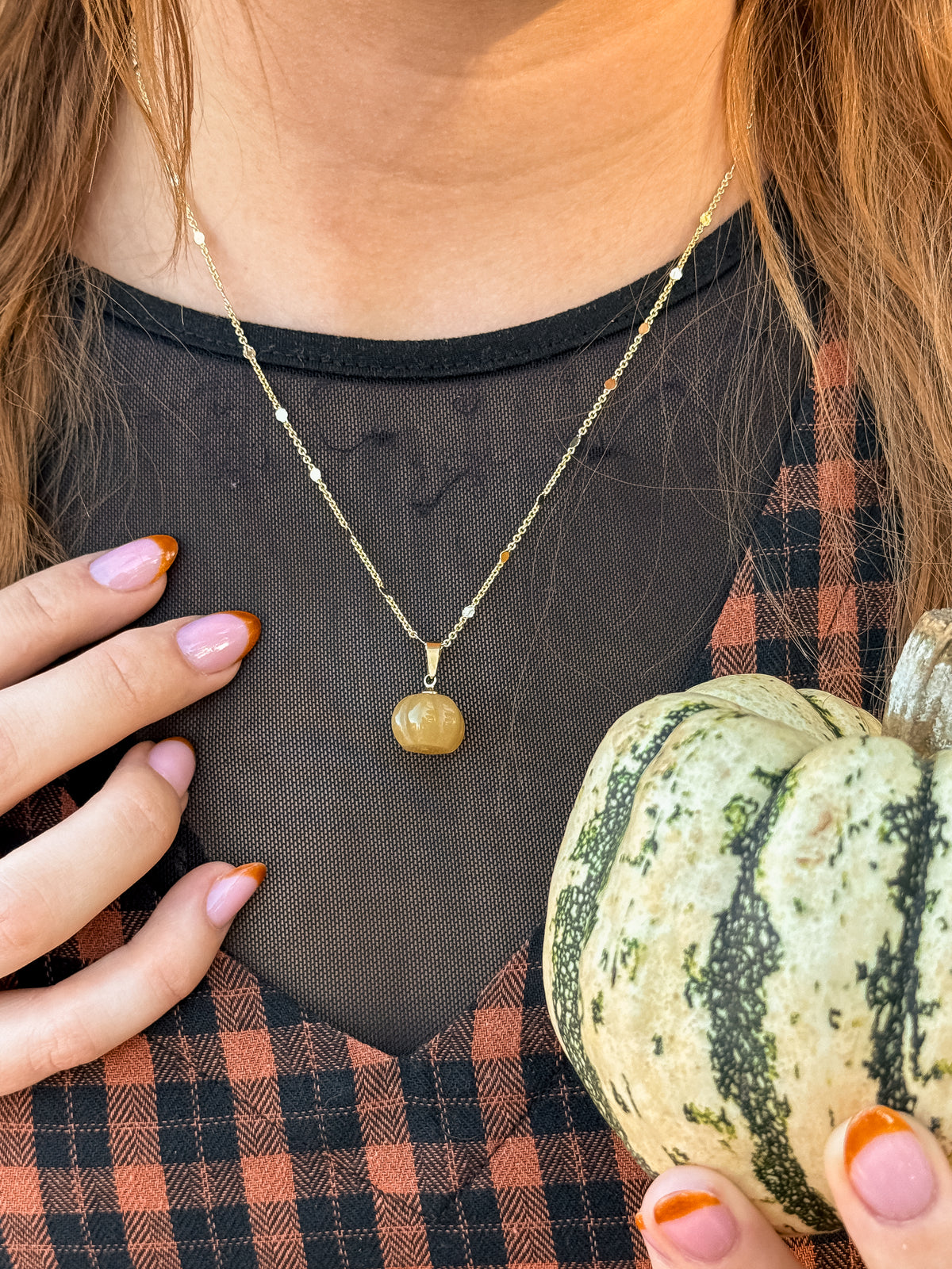 Schlichte Kürbiskette Kette | Gold & Silber | Topas-Jade