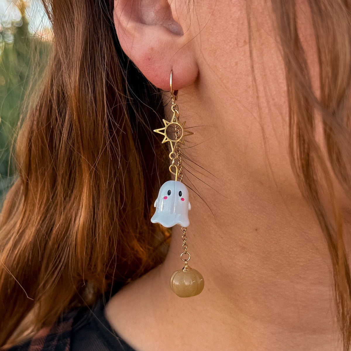 Sunny Boo Earrings - Topas-Jade Kürbis Ohrringe | Gold & Silber | Edelstahl