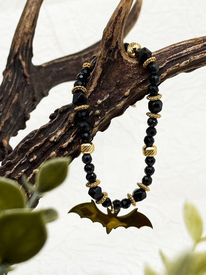 Armband "Alae Noctis" | Obsidian | Silber & Gold | Edelstahl