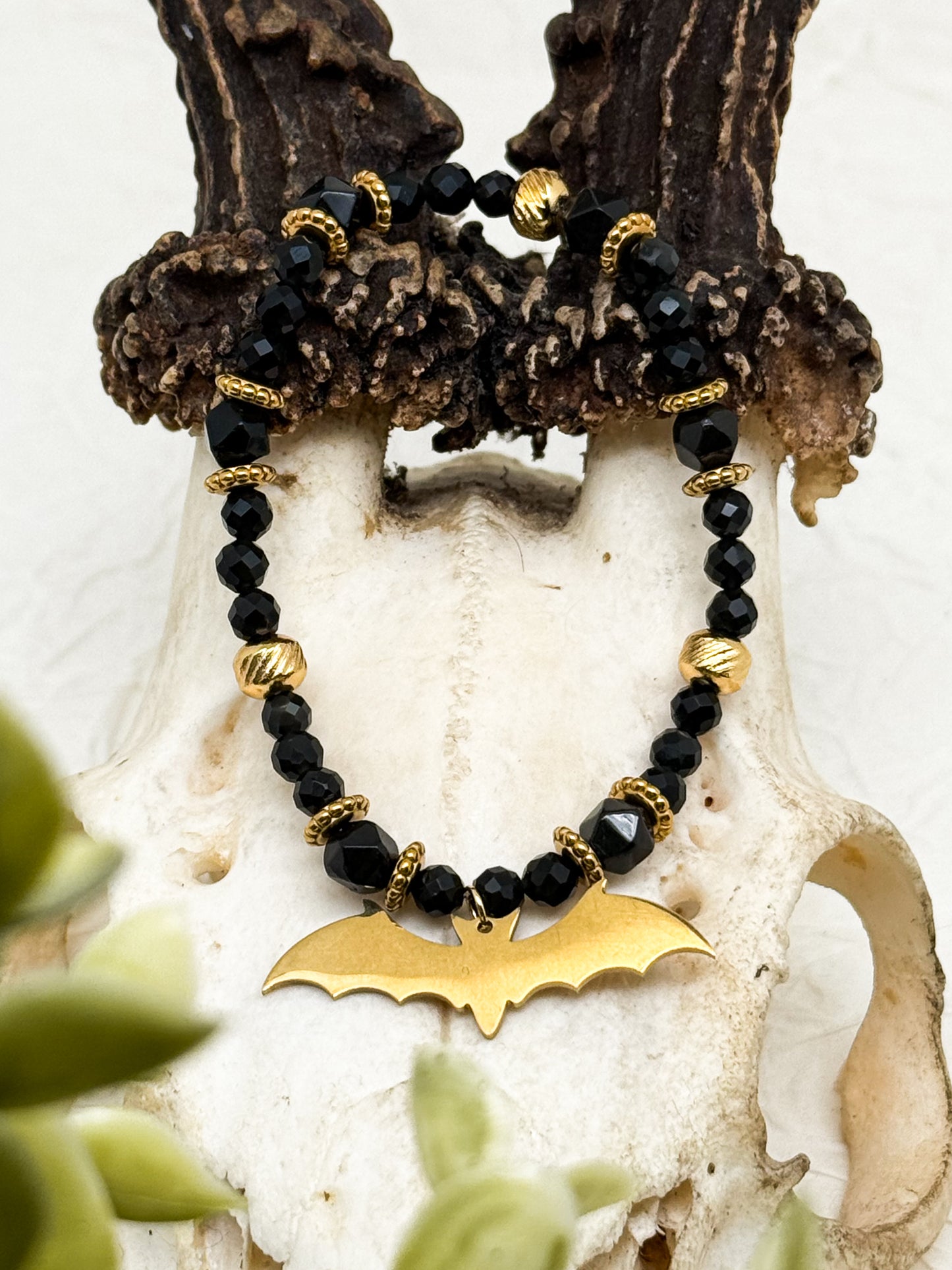 Armband "Alae Noctis" | Obsidian | Silber & Gold | Edelstahl