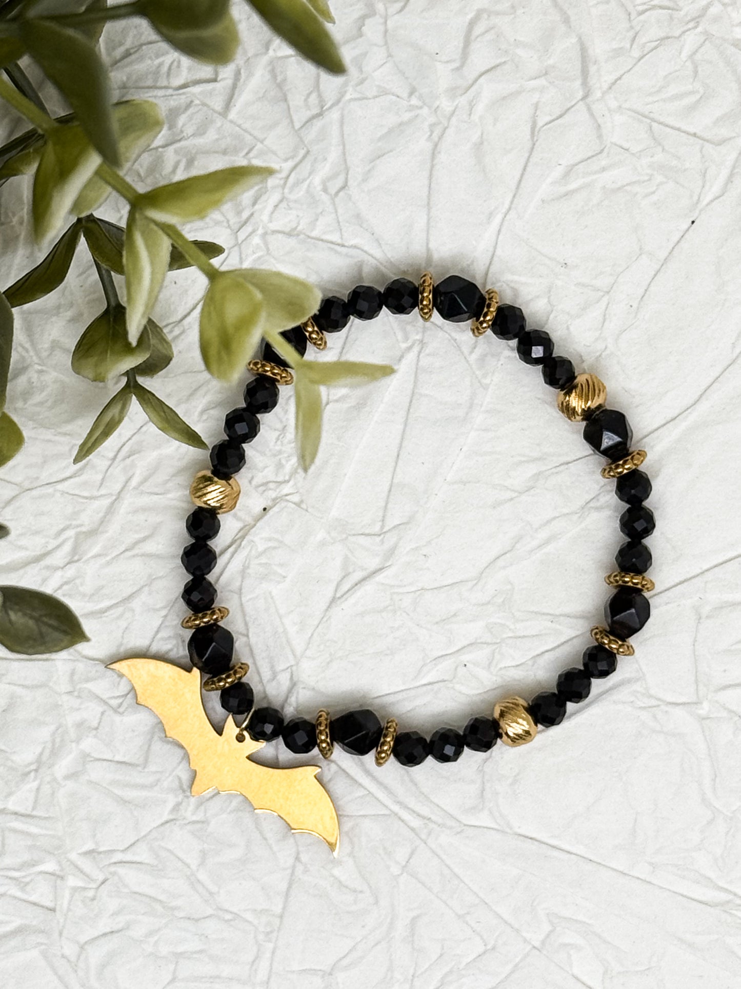 Armband "Alae Noctis" | Obsidian | Silber & Gold | Edelstahl