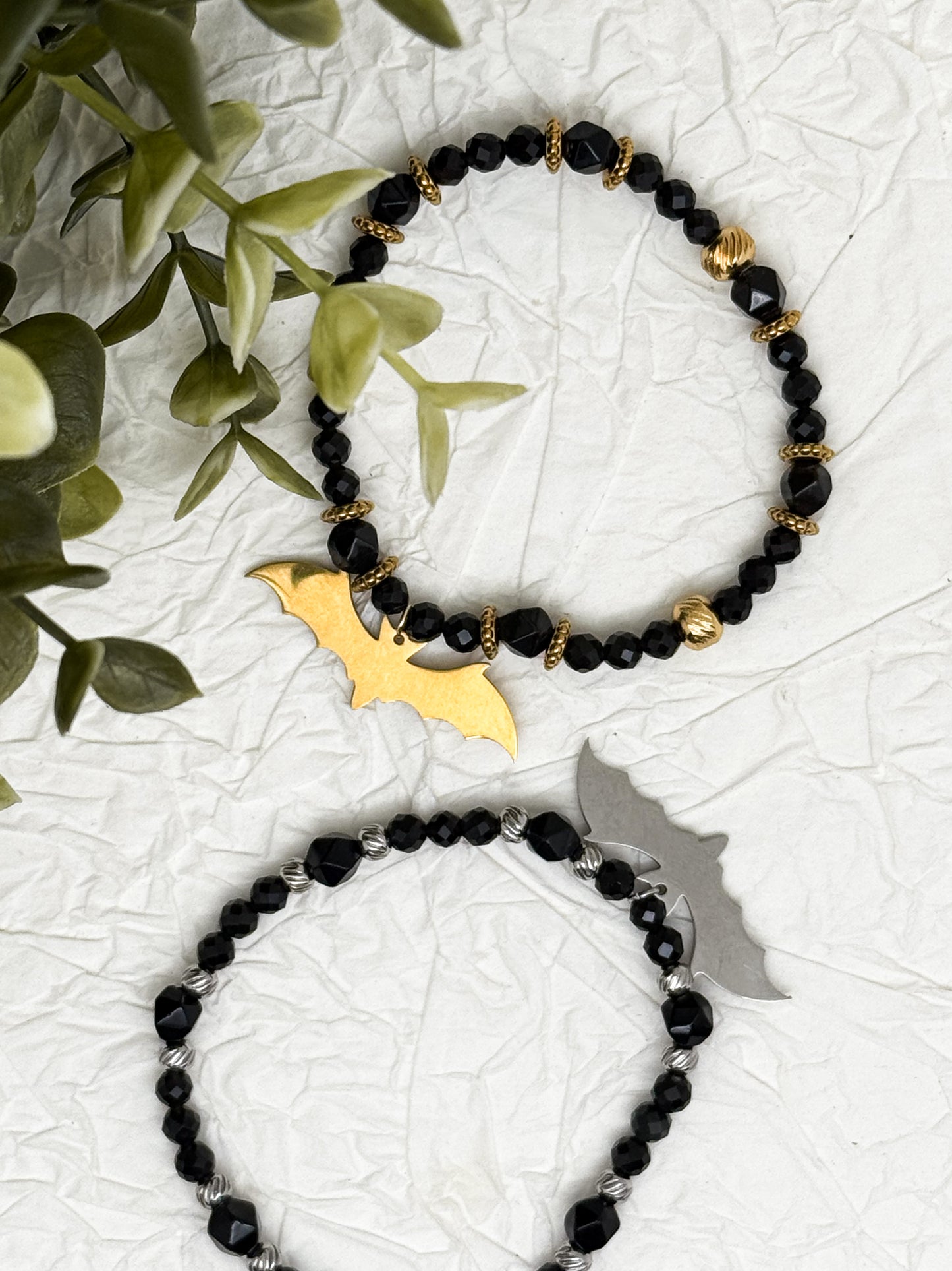 Armband "Alae Noctis" | Obsidian | Silber & Gold | Edelstahl