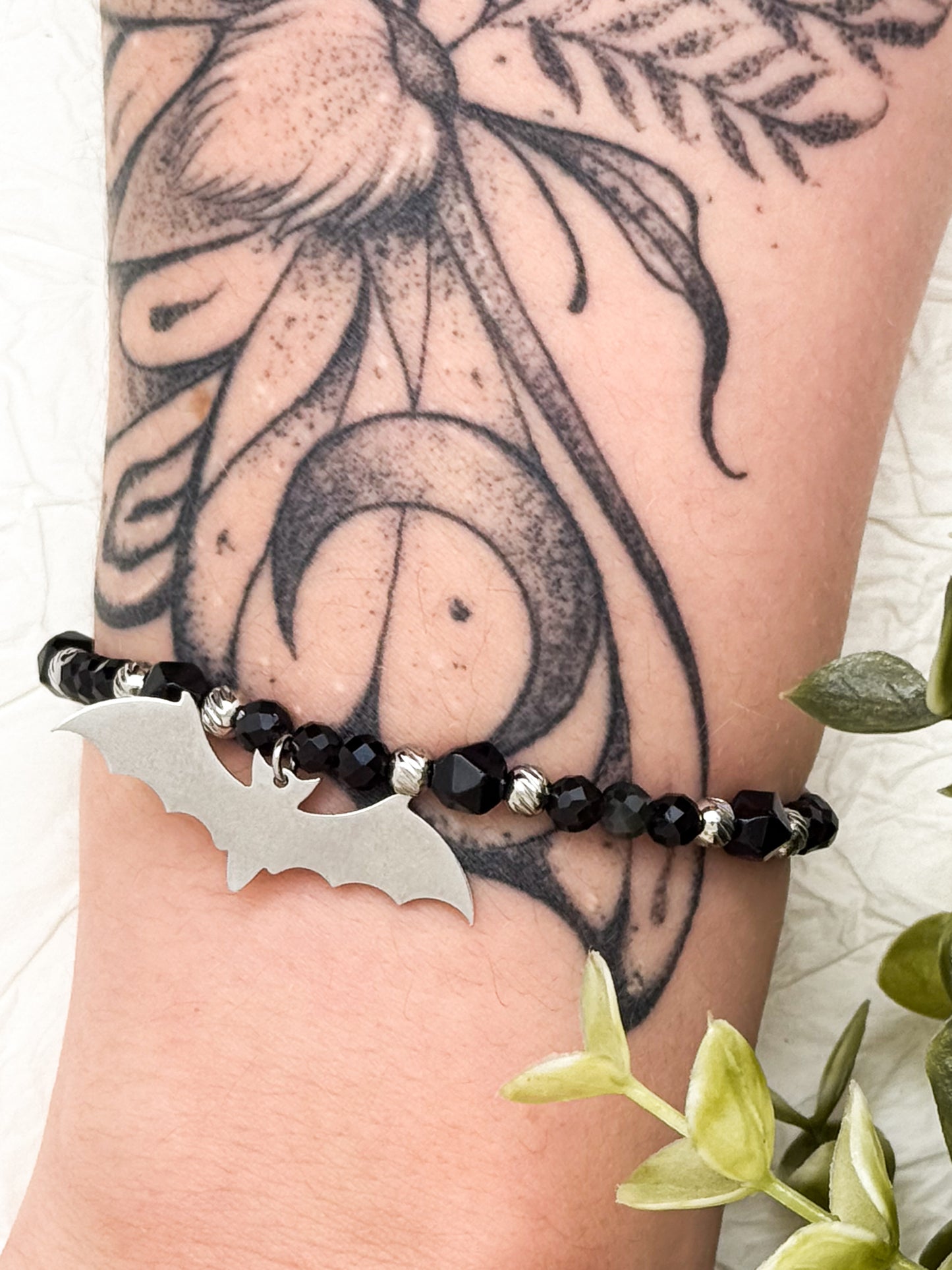 Armband "Alae Noctis" | Obsidian | Silber & Gold | Edelstahl