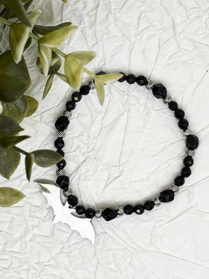 Armband "Alae Noctis" | Obsidian | Silber & Gold | Edelstahl