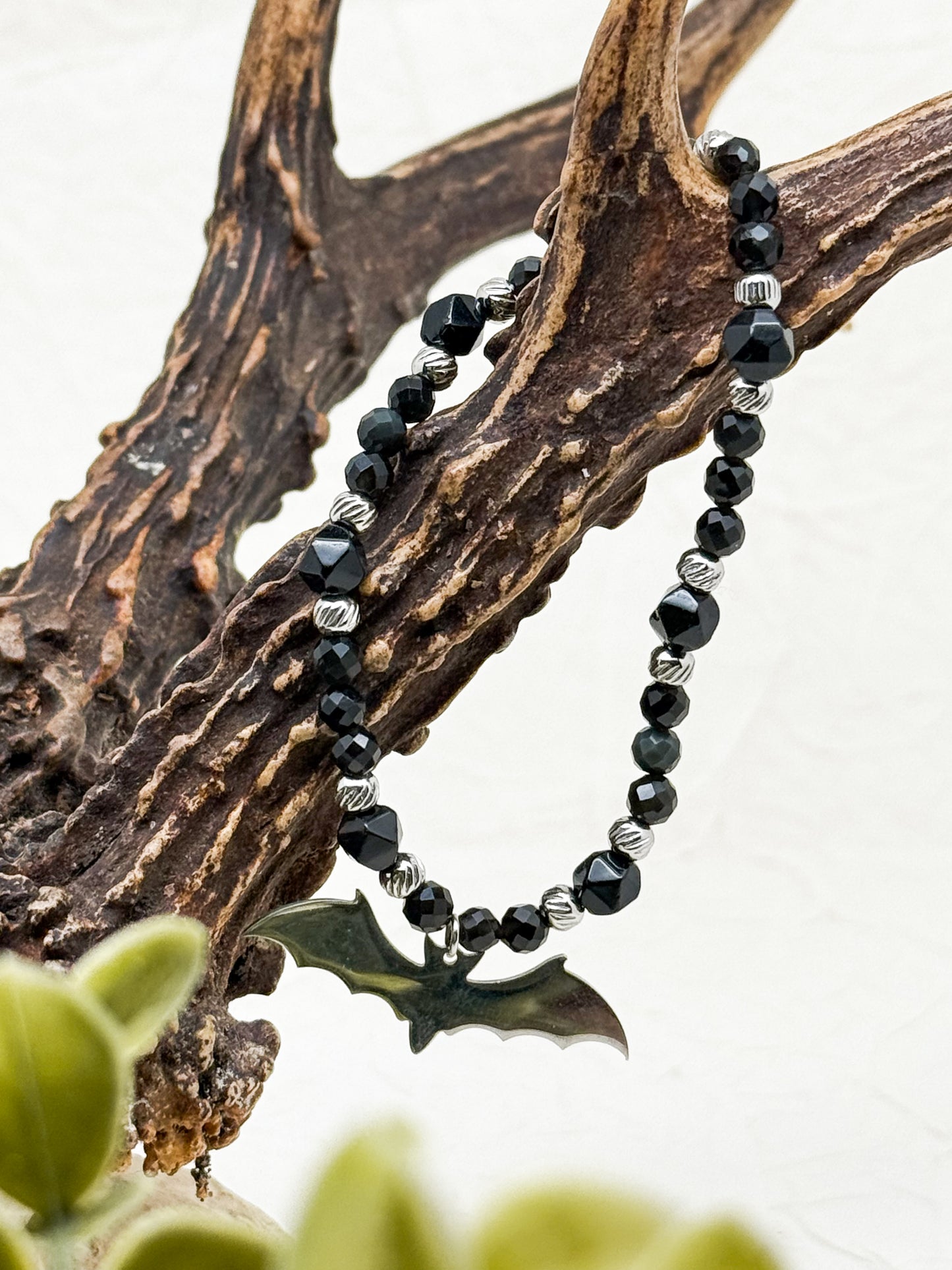 Armband "Alae Noctis" | Obsidian | Silber & Gold | Edelstahl