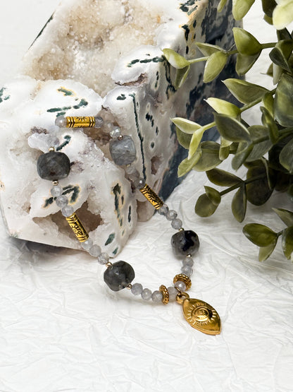 Armband "Oculus Lucis" | Labradorit | Silber & Gold | Edelstahl