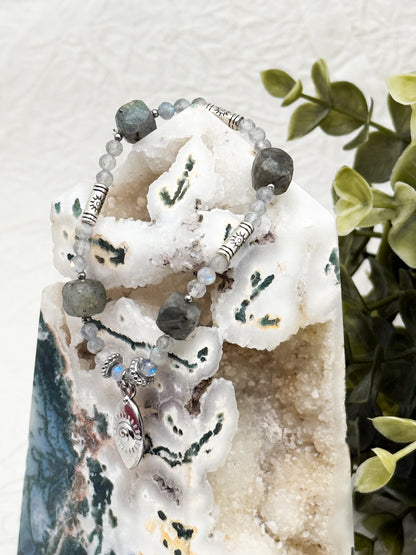 Armband "Oculus Lucis" | Labradorit | Silber & Gold | Edelstahl