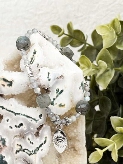 Armband "Oculus Lucis" | Labradorit | Silber & Gold | Edelstahl