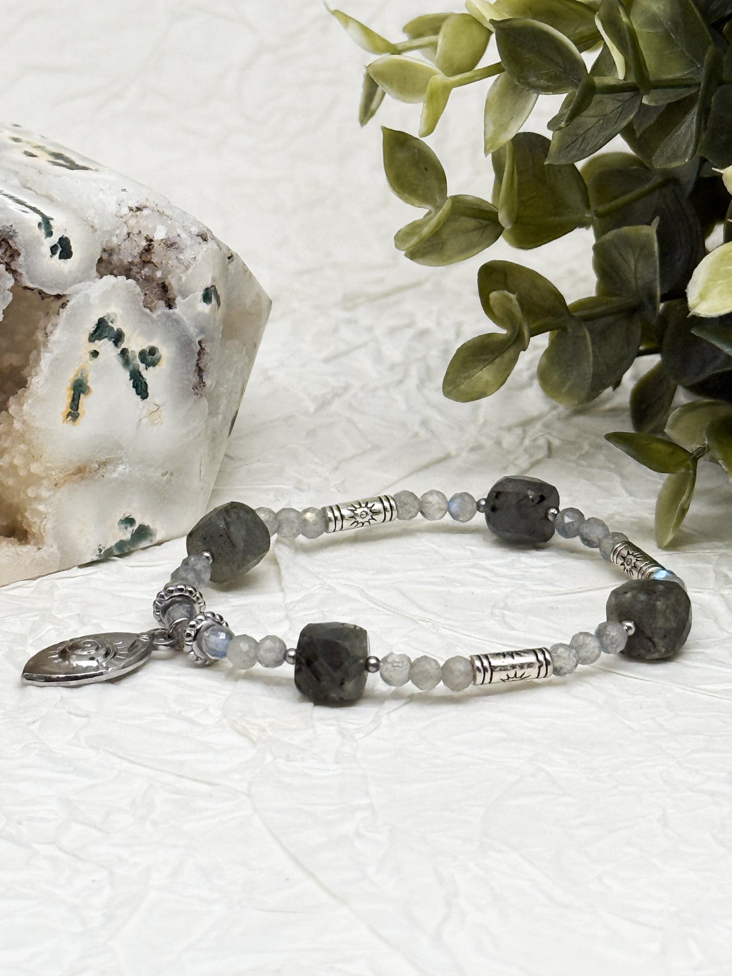 Armband "Oculus Lucis" | Labradorit | Silber & Gold | Edelstahl