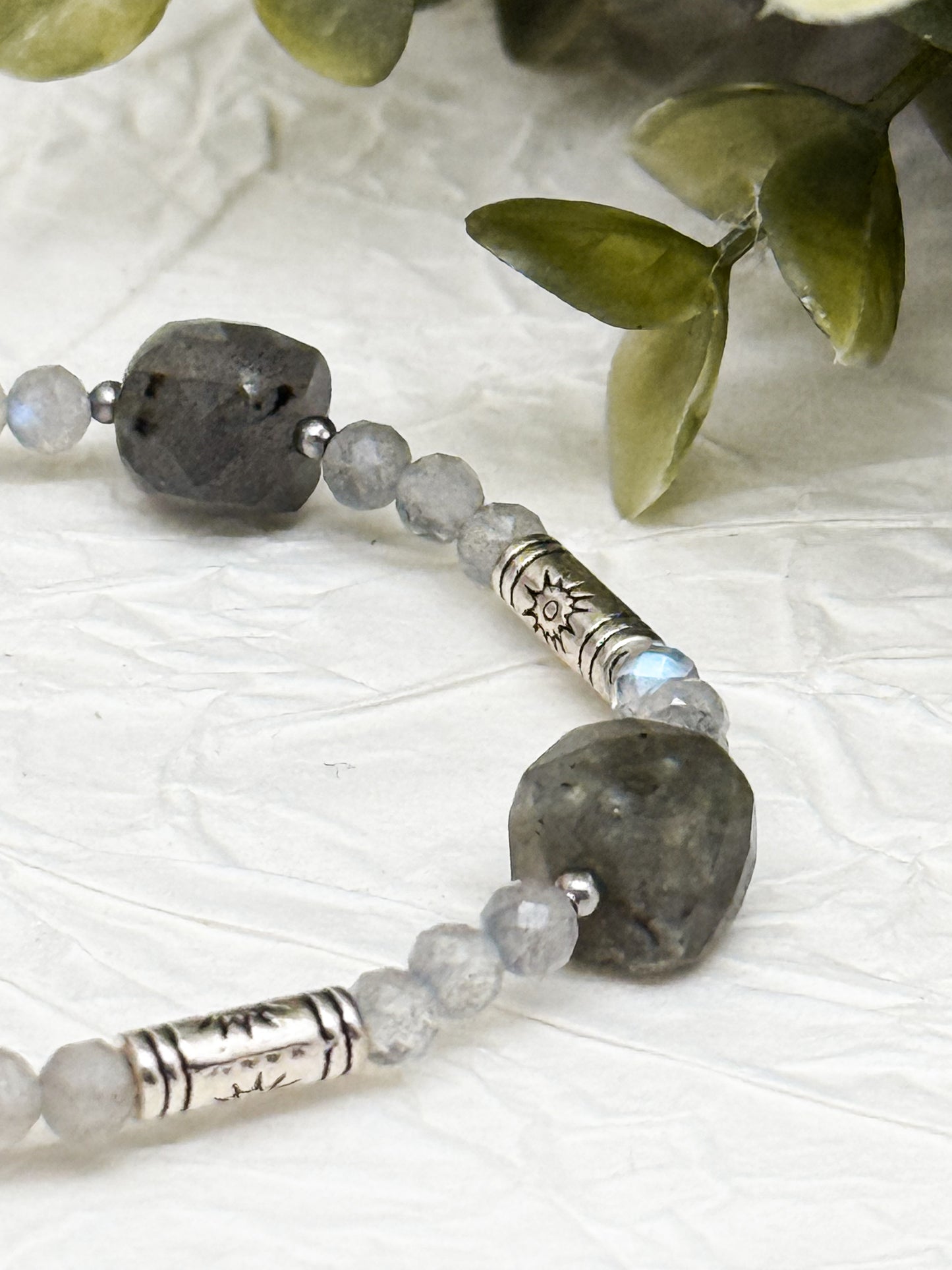 Armband "Oculus Lucis" | Labradorit | Silber & Gold | Edelstahl