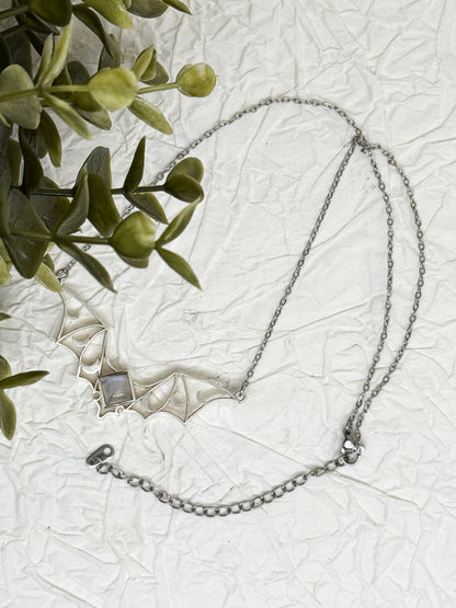 Moonbat Amulet Kette Gold & Silber | Mondstein, Labradorit, Amethyst & Obsidian | Edelstahl