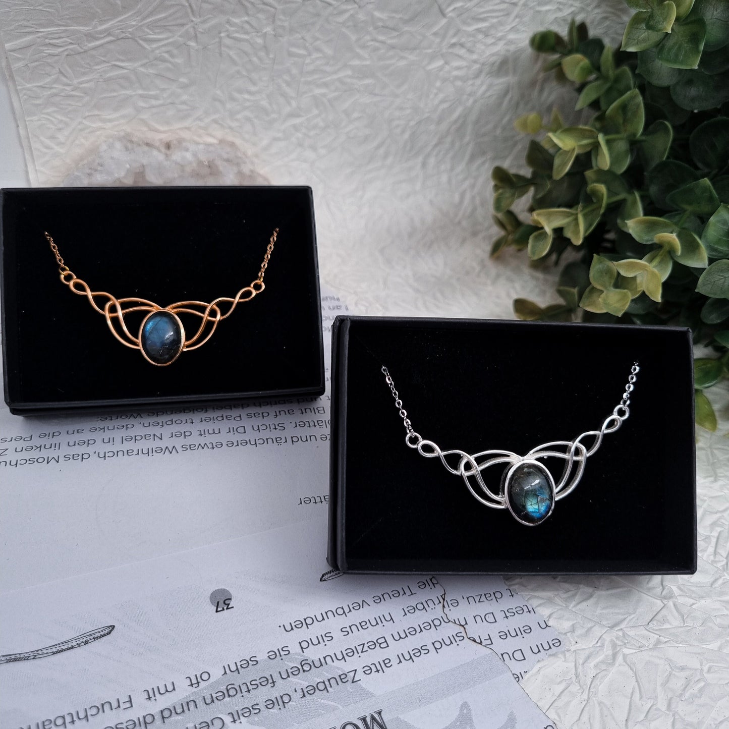 Celtic Kette Gold & Silber | verschiedene Edelsteine | Edelstahl