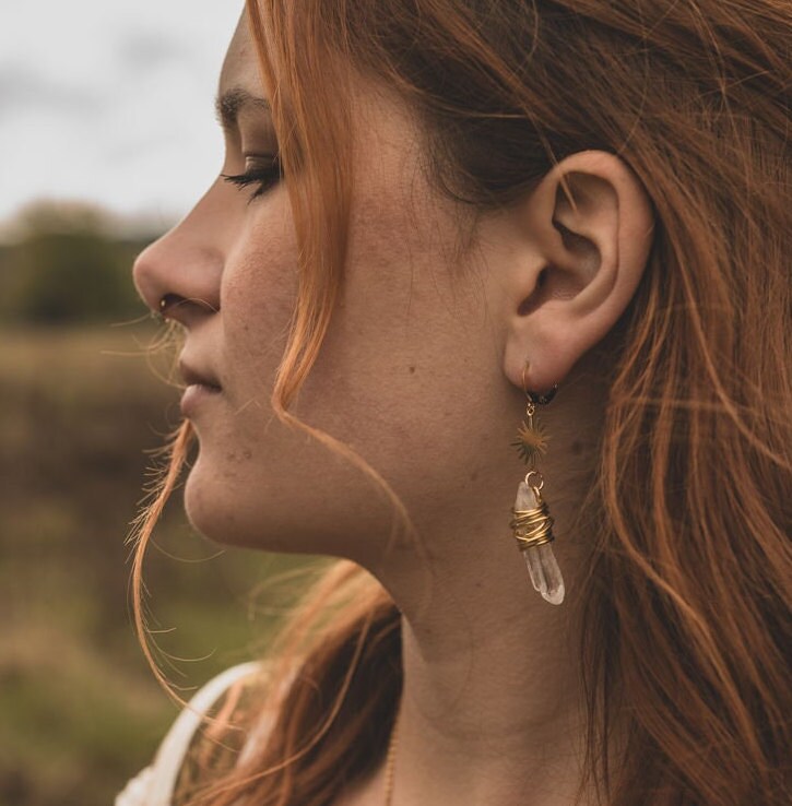 Spirit of the healing stone - Bergkristall Spitzen Ohrringe