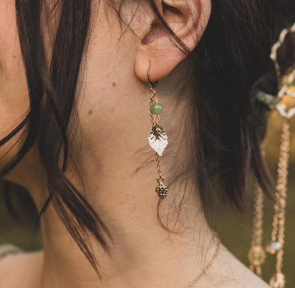 Tannenzapfen Ohrringe mit Moosachat | Gold & Silber