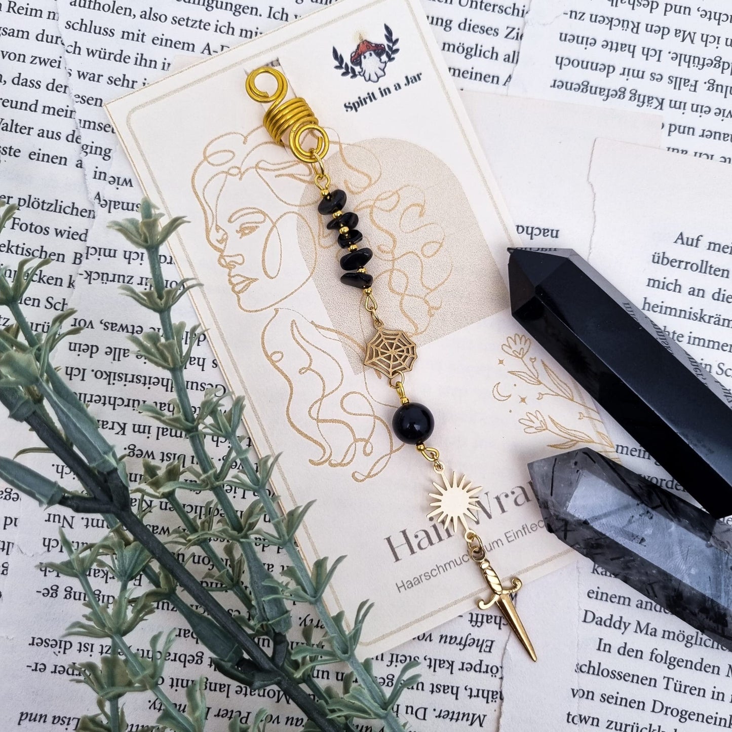 Hair Wrap Dark Reputation Era | Dreadschmuck | Obsidian