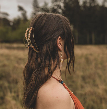 Mond-Haarklammer in Gold mit Edelsteinen