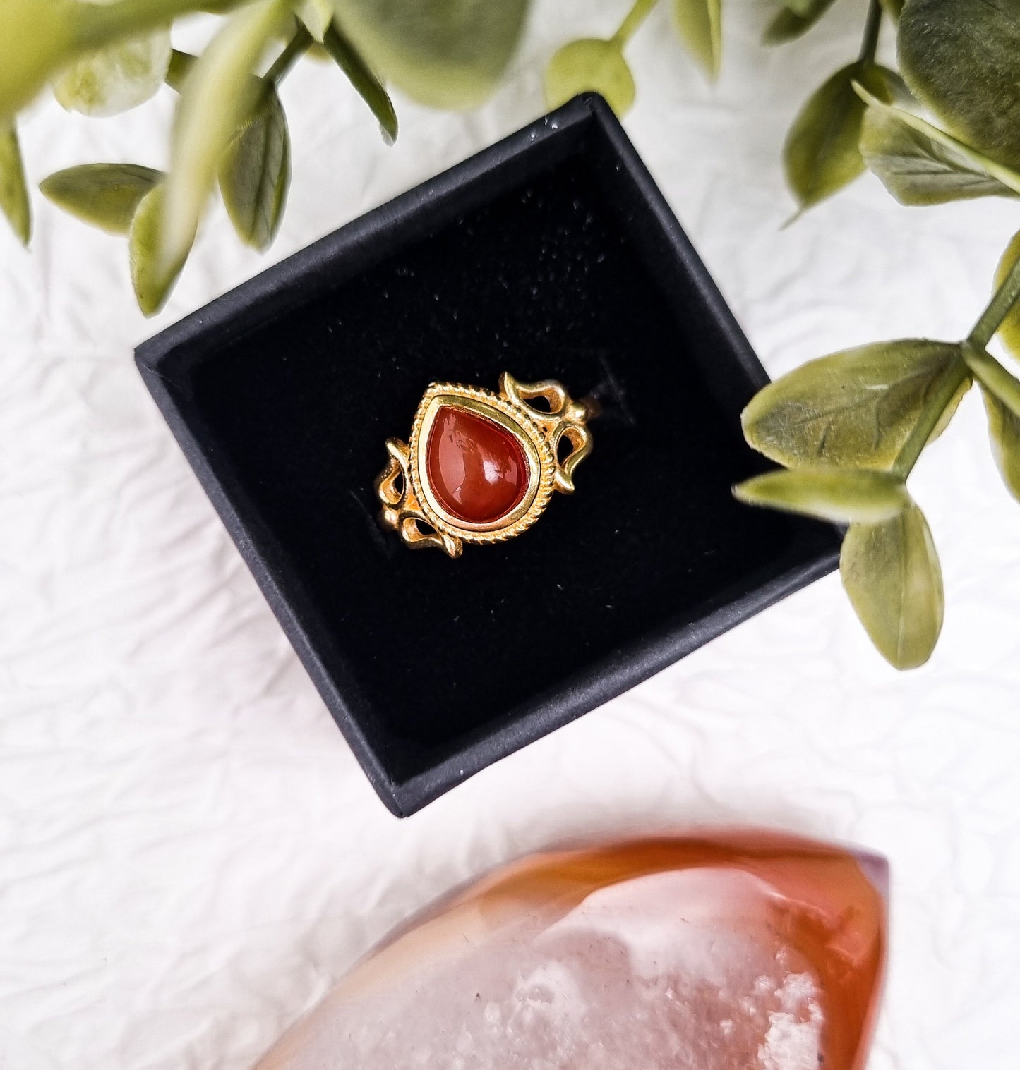 Drops of fire and water Ring | Mondstein - Karneol | Größenverstellbar