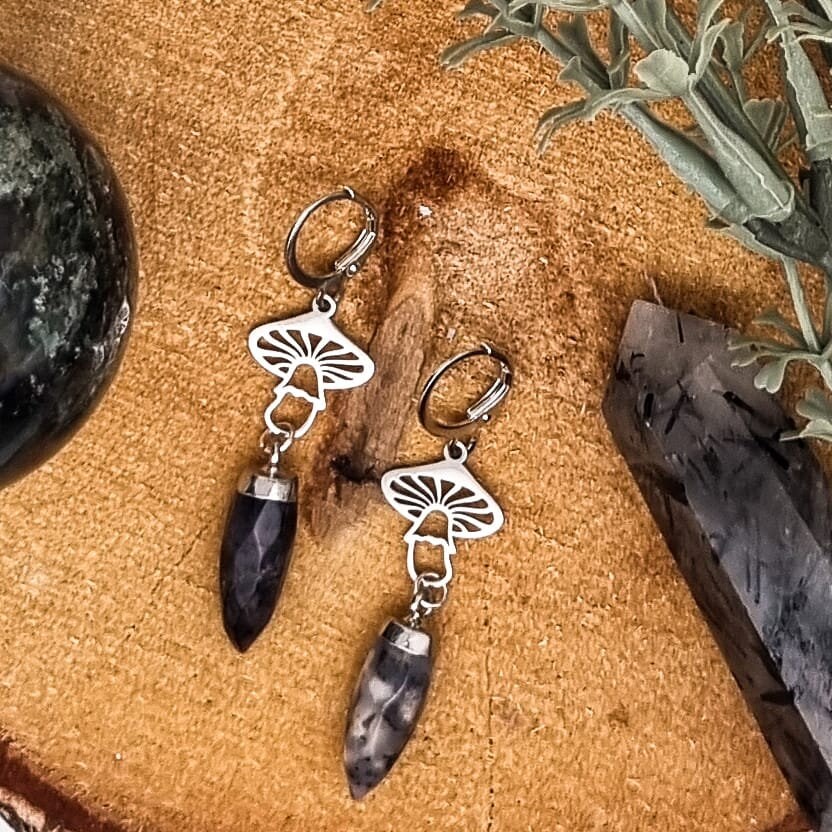 Pilzabenteuer | Blumenachat Ohrringe | Silber oder Gold