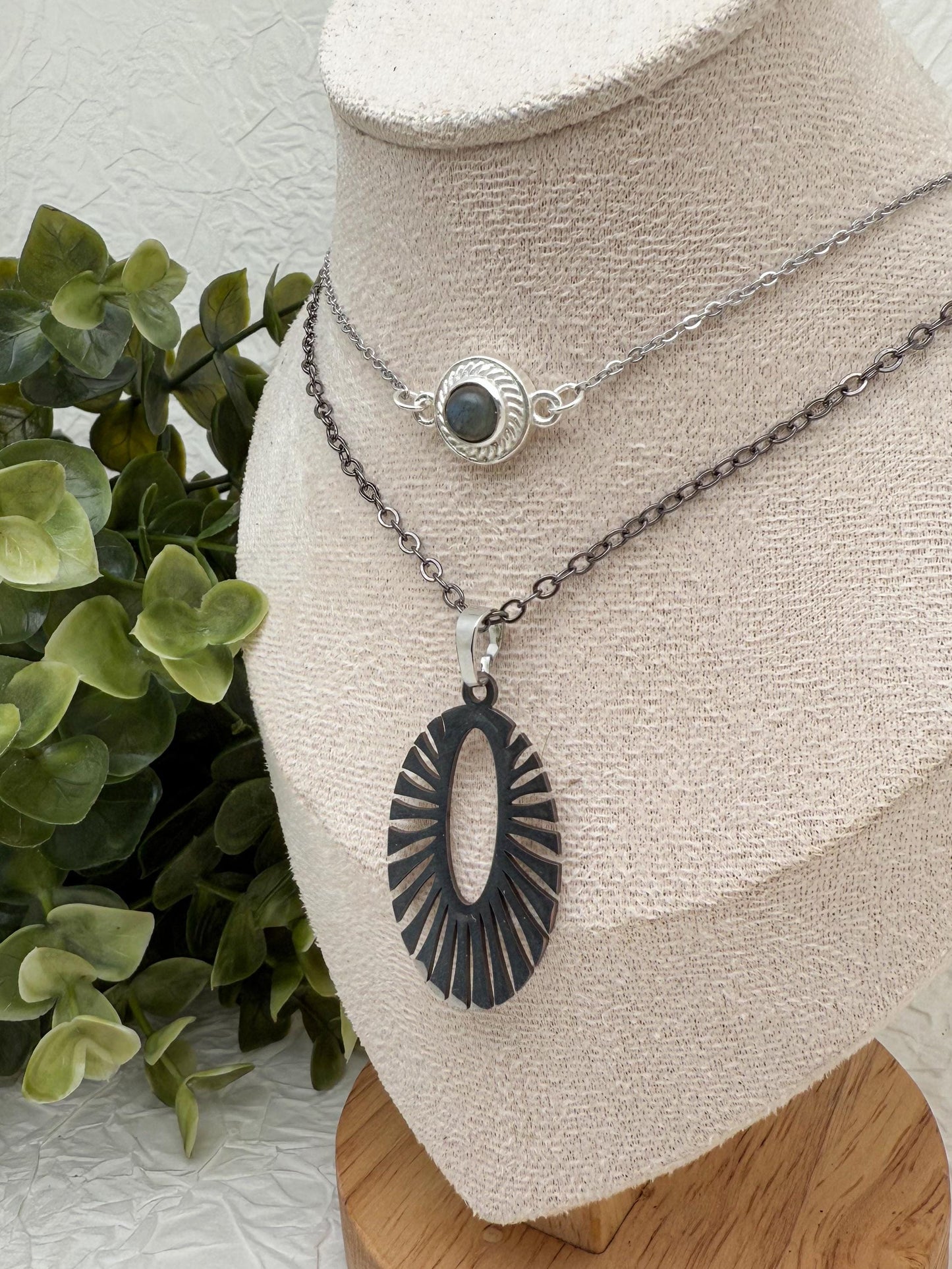 Solstice Glow Labradorit Doppel-Kette | Edelstahl