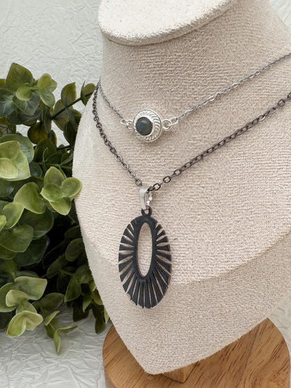 Solstice Glow Labradorit Doppel-Kette | Edelstahl
