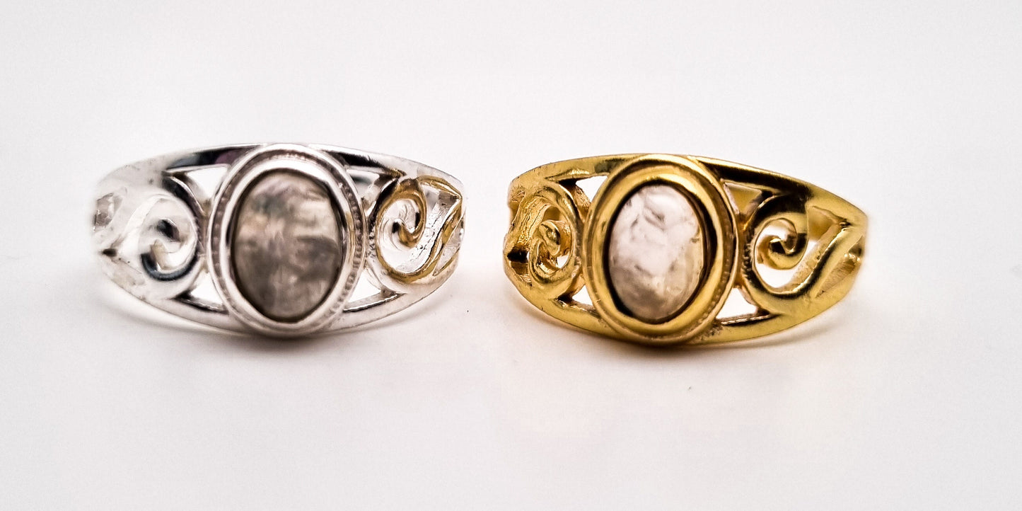 Balance of the world Ring Mondstein - Bergkristall | Größenverstellbar