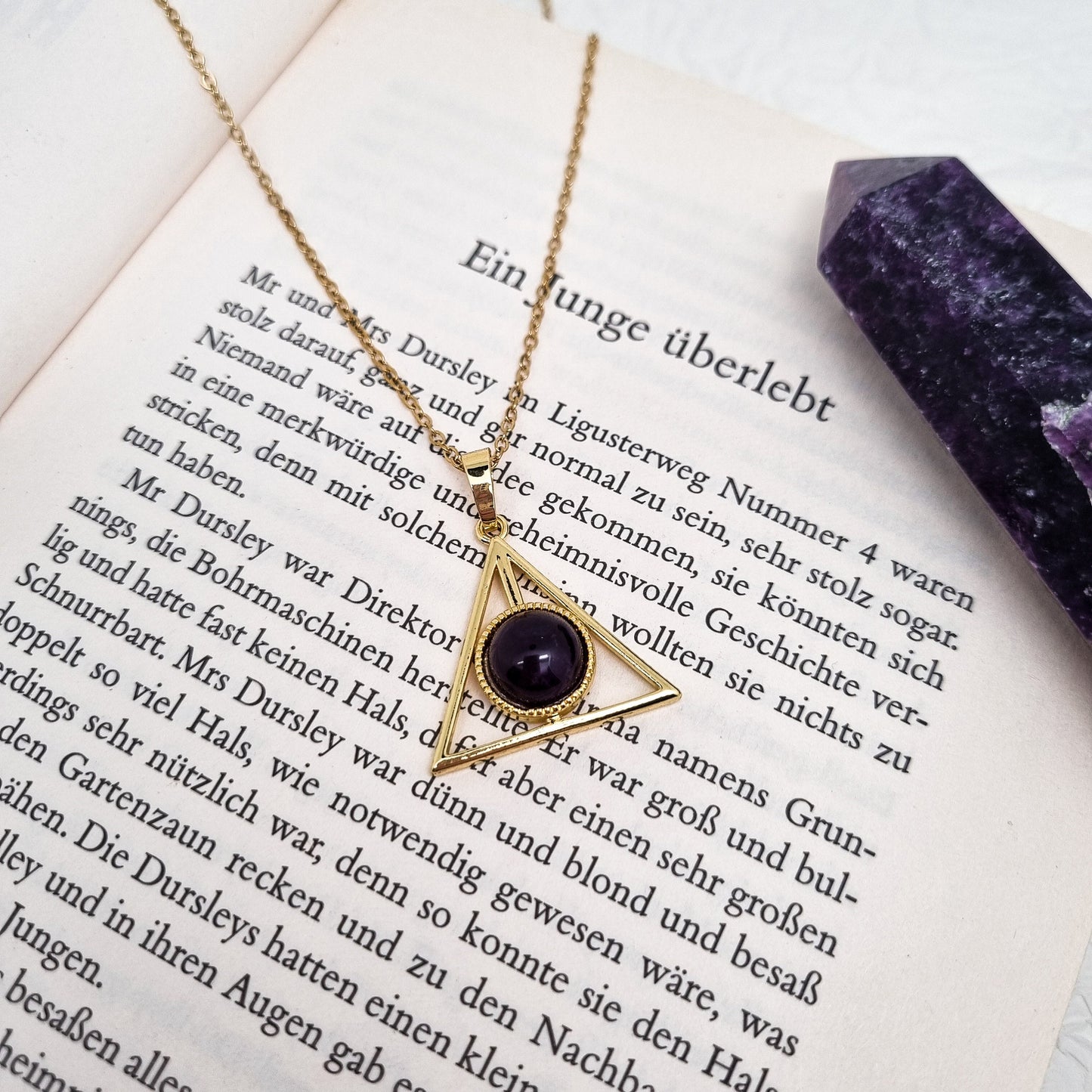 Heiligtümer des Todes Kette mit Amethyst | Edelstahl