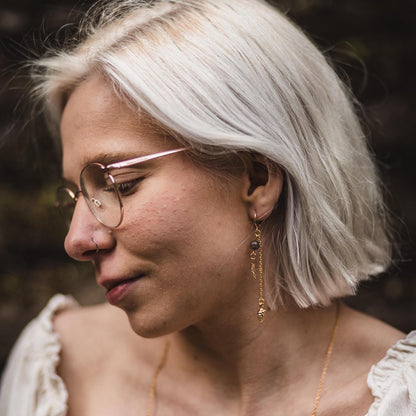 Tannenzapfen Ohrringe mit Moosachat | Gold & Silber