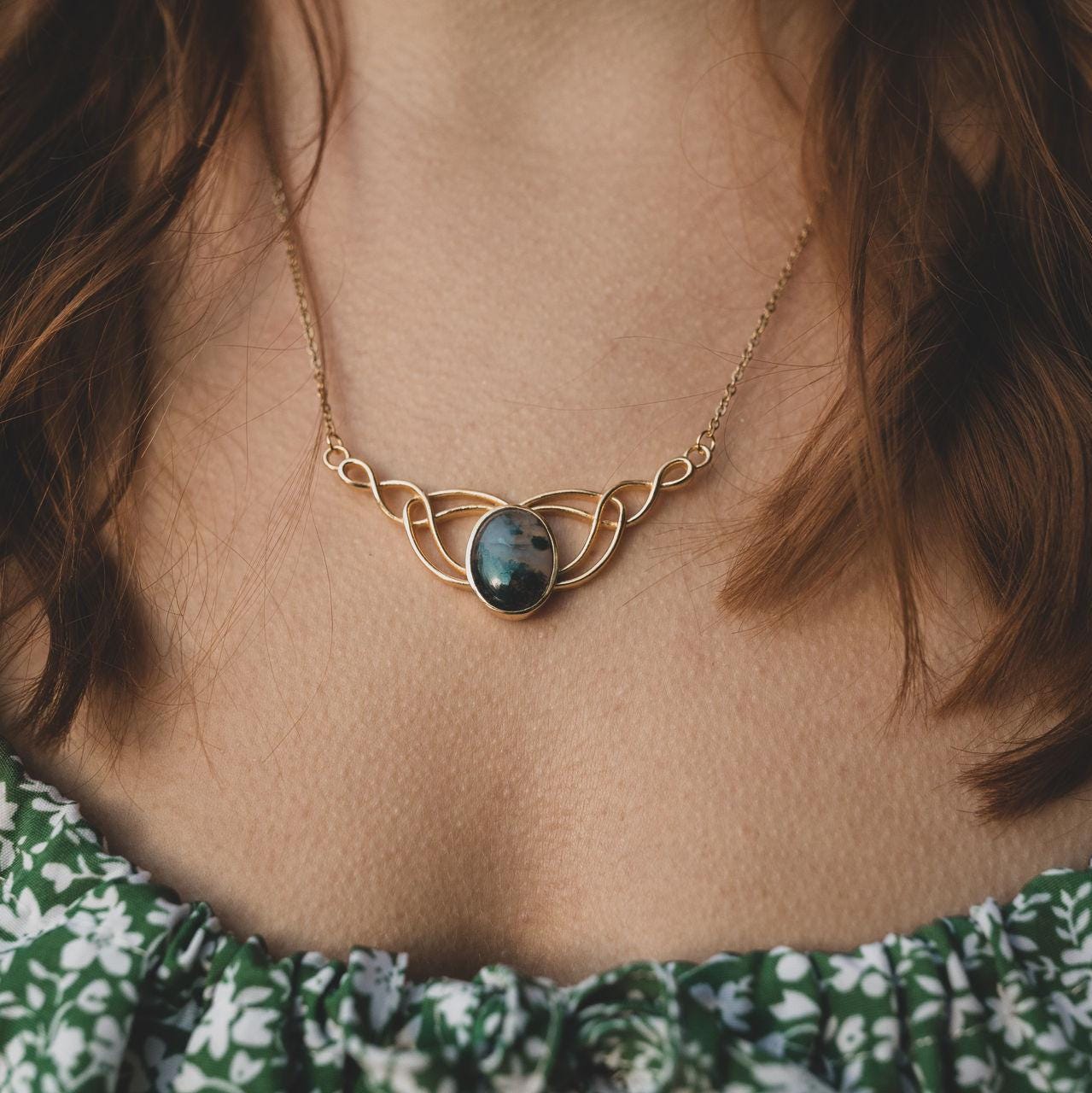 Celtic Kette Gold & Silber | verschiedene Edelsteine | Edelstahl