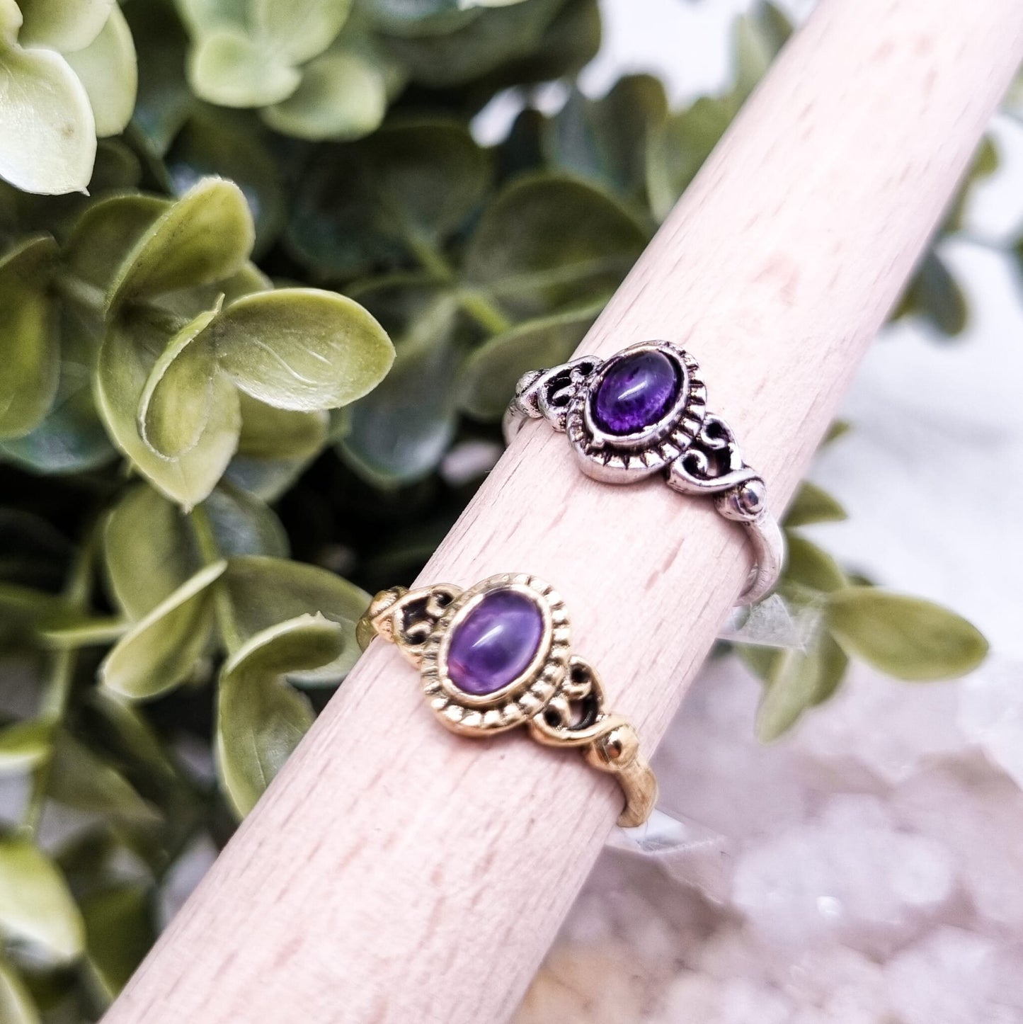 Honey gold - Ring mit Amethyst | Gold & Silber | Gr. 7-8