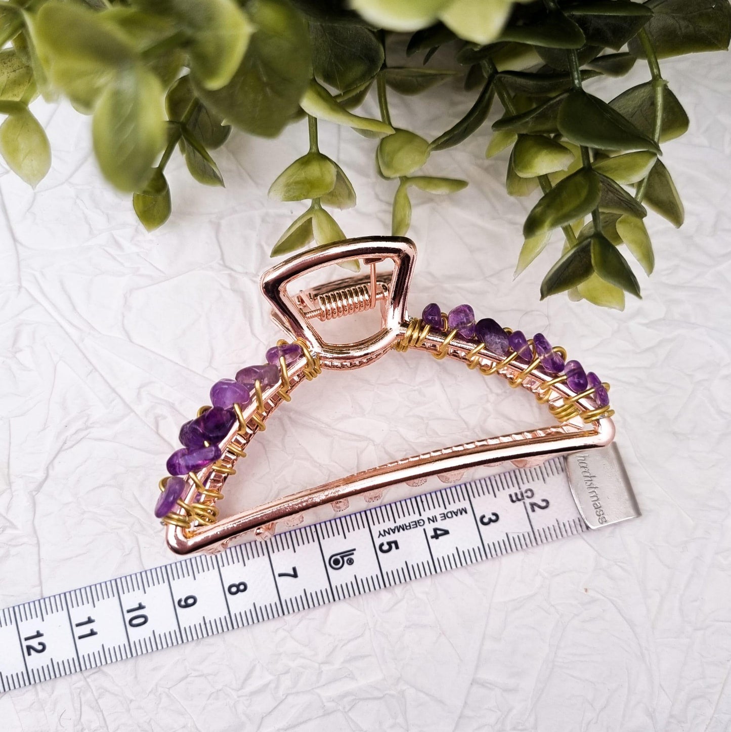 MINI Haarklammer Roségold mit Edelstein | Aquamarin, Aventurin, Amethyst, Sonnenstein, Mondstein, Granat, Tigerauge, Obsidian