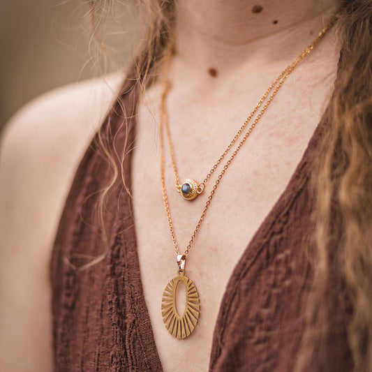 Solstice Glow Labradorit Doppel-Kette | Edelstahl