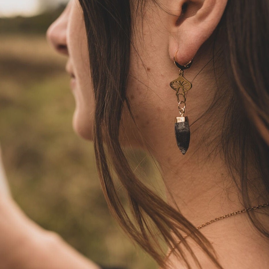 Pilzabenteuer | Blumenachat Ohrringe | Silber oder Gold