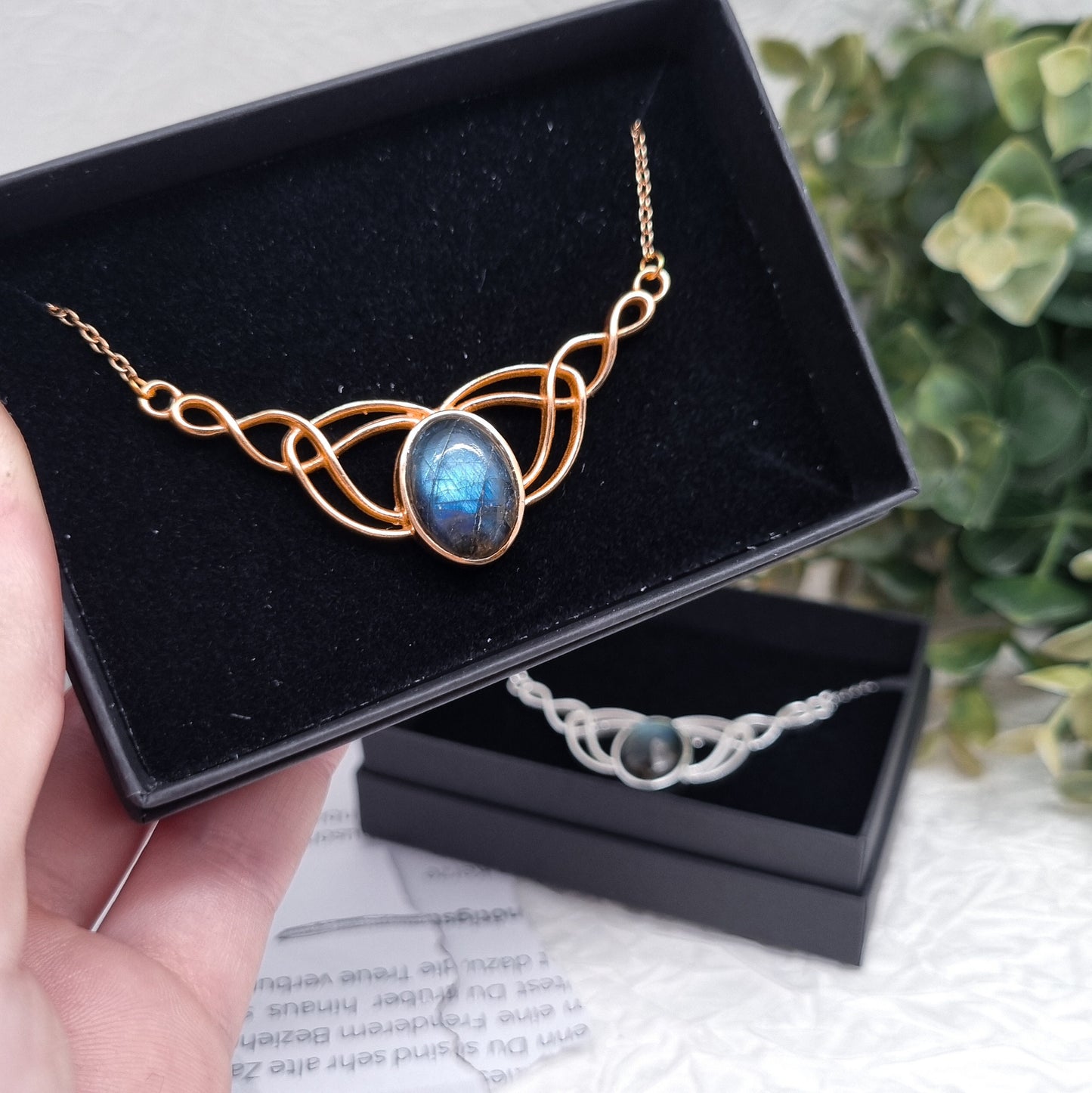 Celtic Kette Gold & Silber | verschiedene Edelsteine | Edelstahl