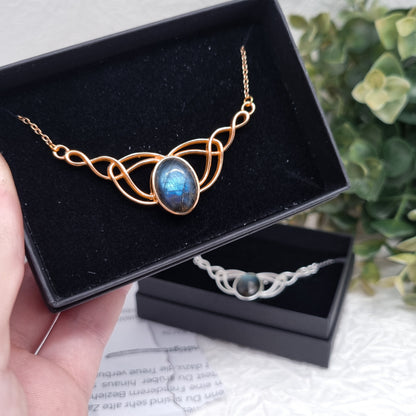 Celtic Kette Gold & Silber | verschiedene Edelsteine | Edelstahl