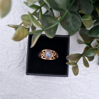 Balance of the world Ring Mondstein - Bergkristall | Größenverstellbar