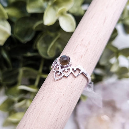 Oriental Crown Crystal Ring | Silber & Gold | Labradorit - Magnesit