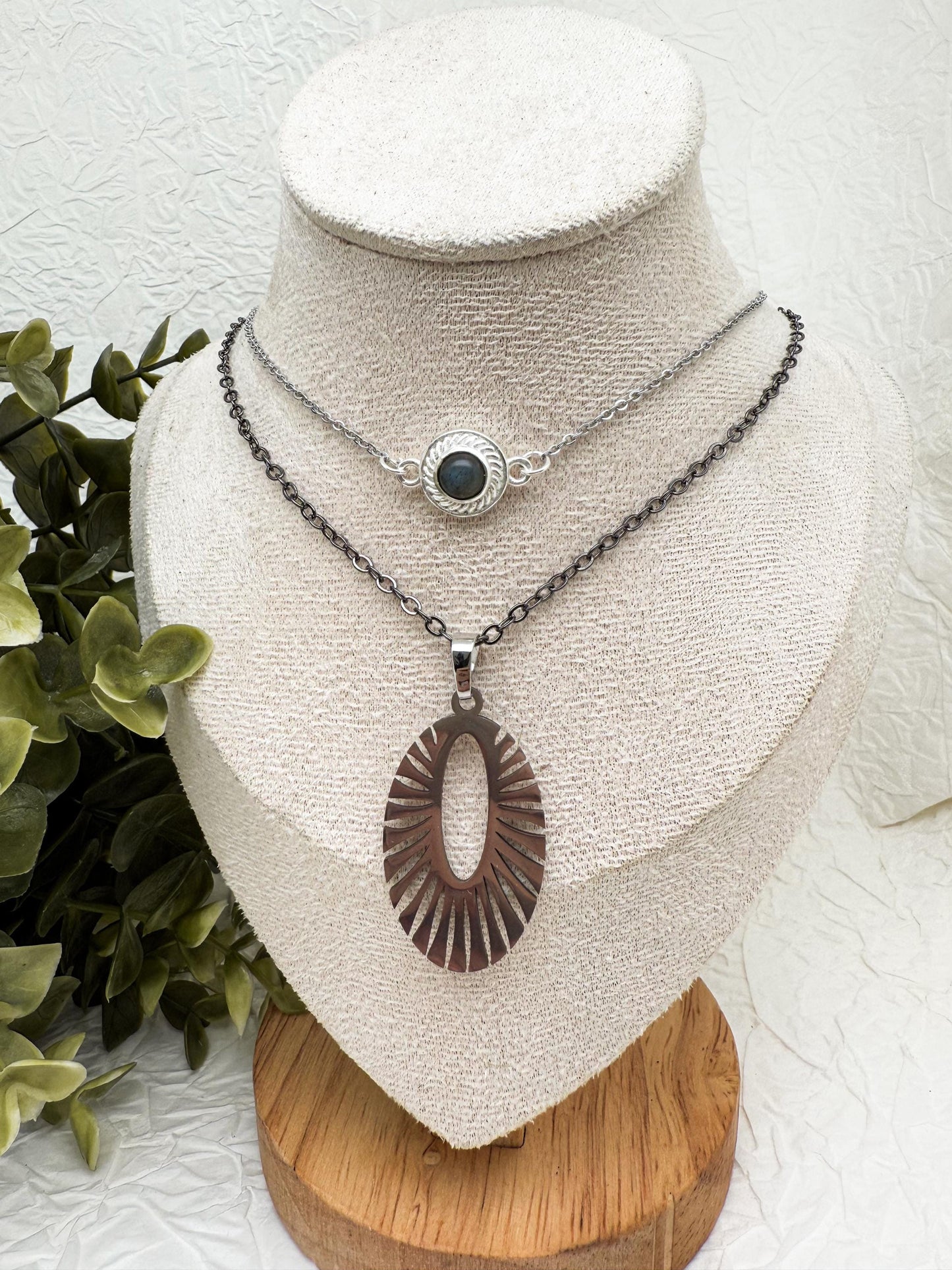 Solstice Glow Labradorit Doppel-Kette | Edelstahl