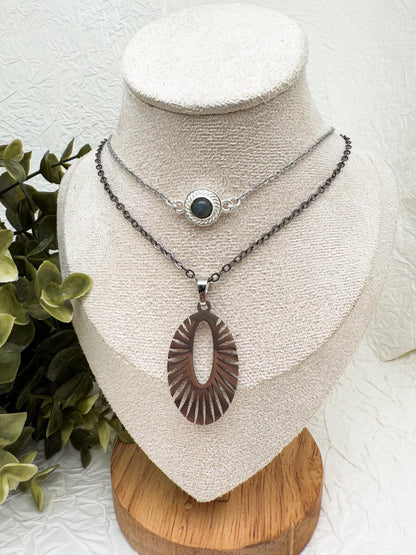 Solstice Glow Labradorit Doppel-Kette | Edelstahl