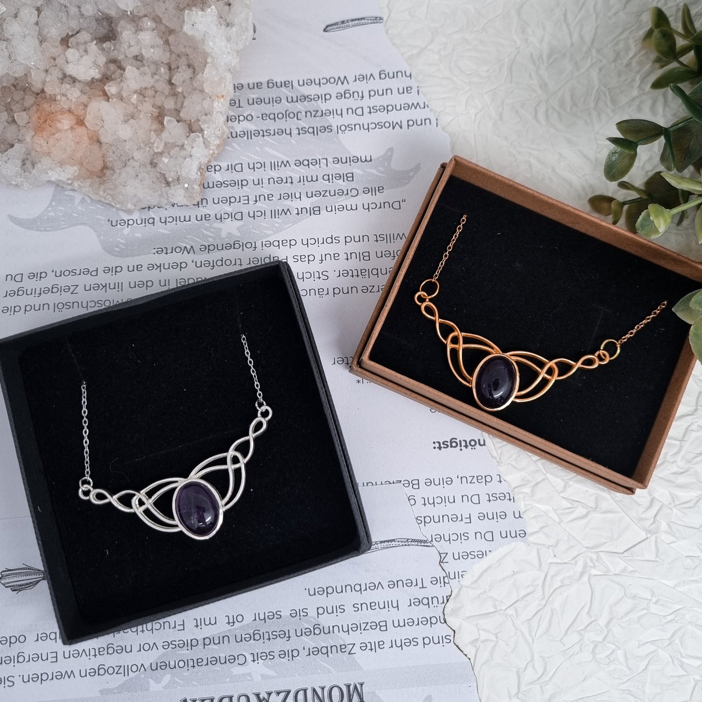 Celtic Kette Gold & Silber | verschiedene Edelsteine | Edelstahl