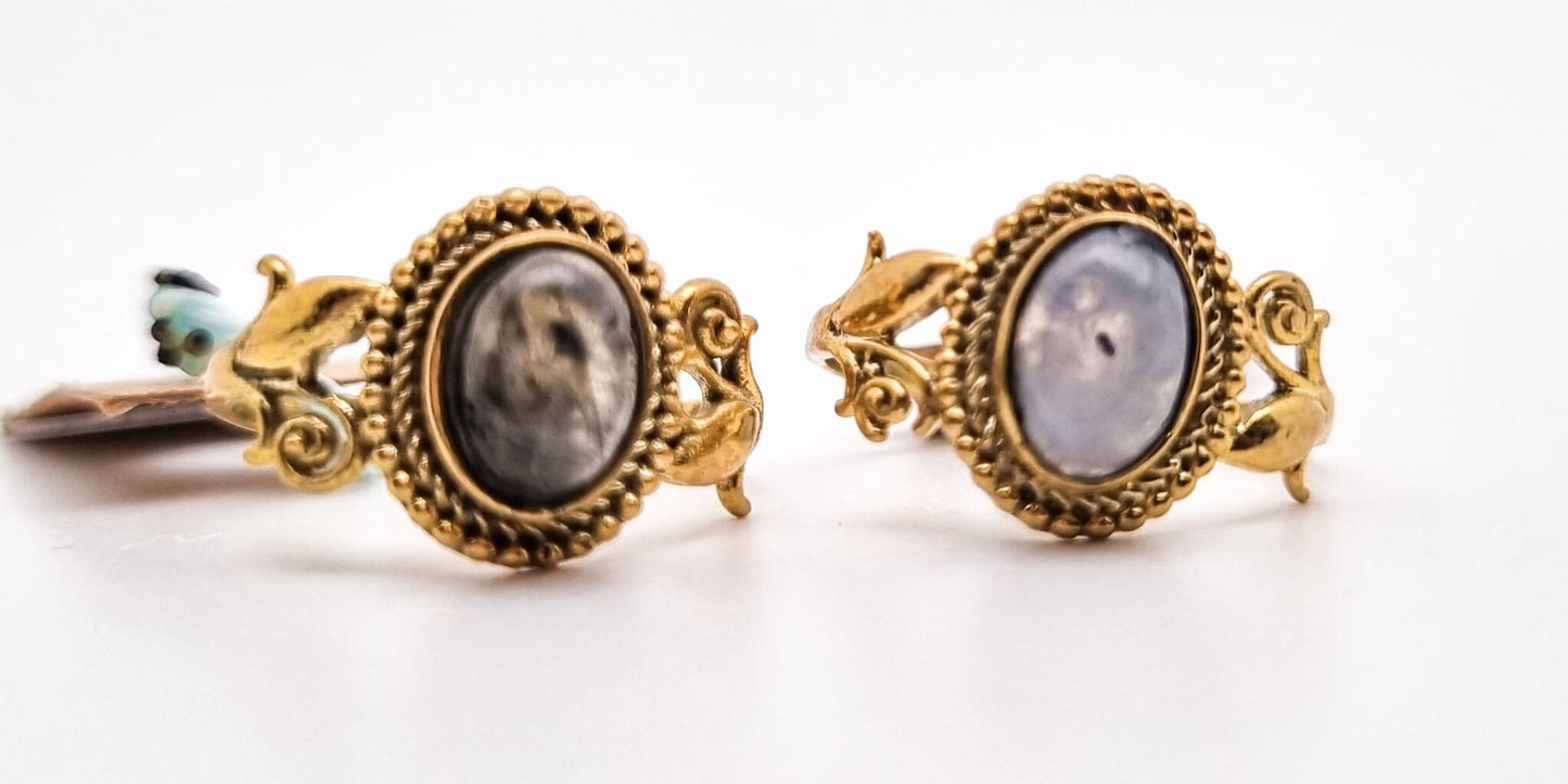 Blumiger Labradorit - Mondstein Ring | Gr. 5-7