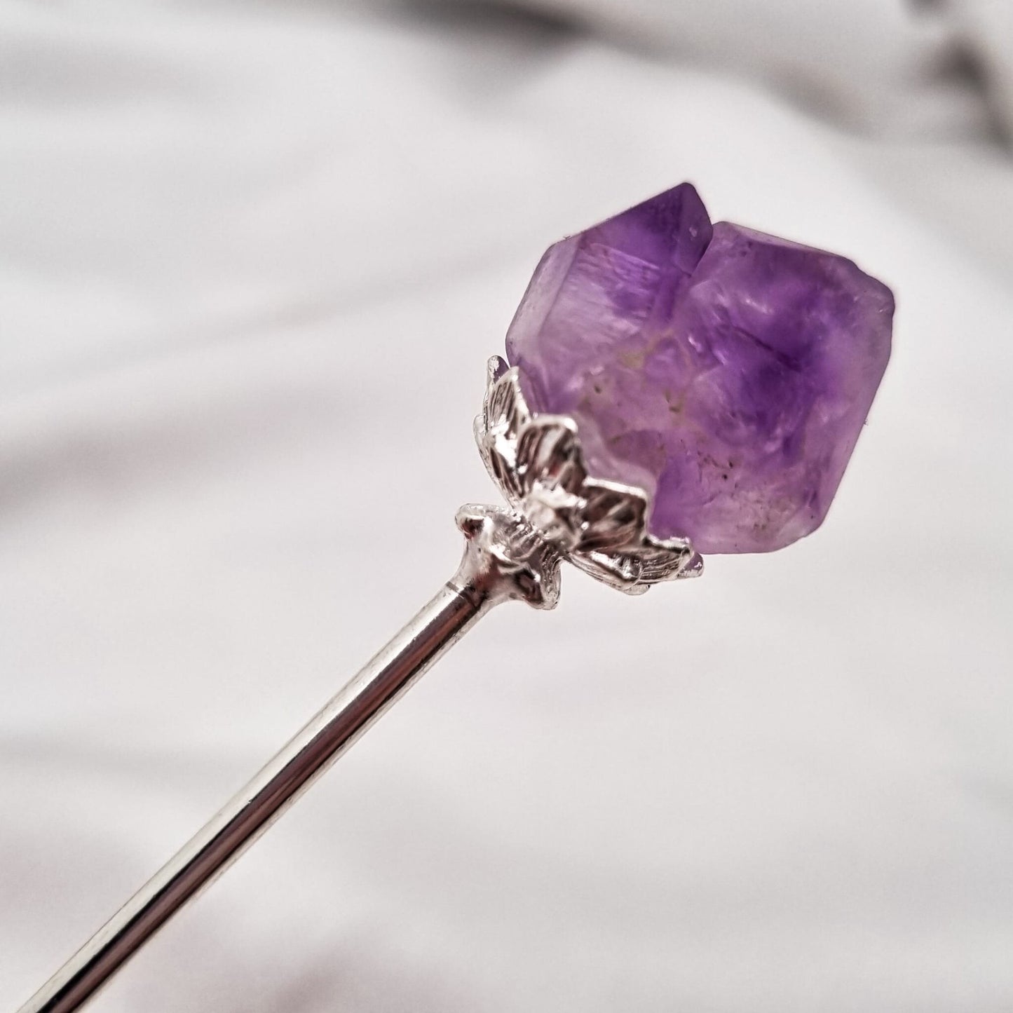 Haarnadeln mit Amethyst & Citrin | Gold und Silber