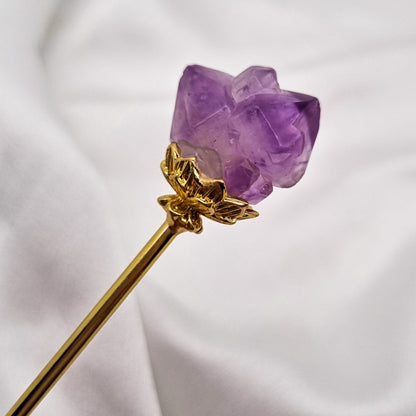 Haarnadeln mit Amethyst & Citrin | Gold und Silber