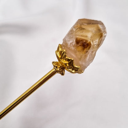 Haarnadeln mit Amethyst & Citrin | Gold und Silber