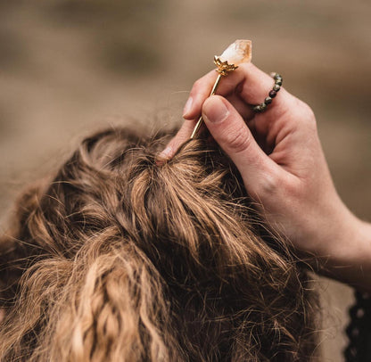 Haarnadeln mit Amethyst & Citrin | Gold und Silber