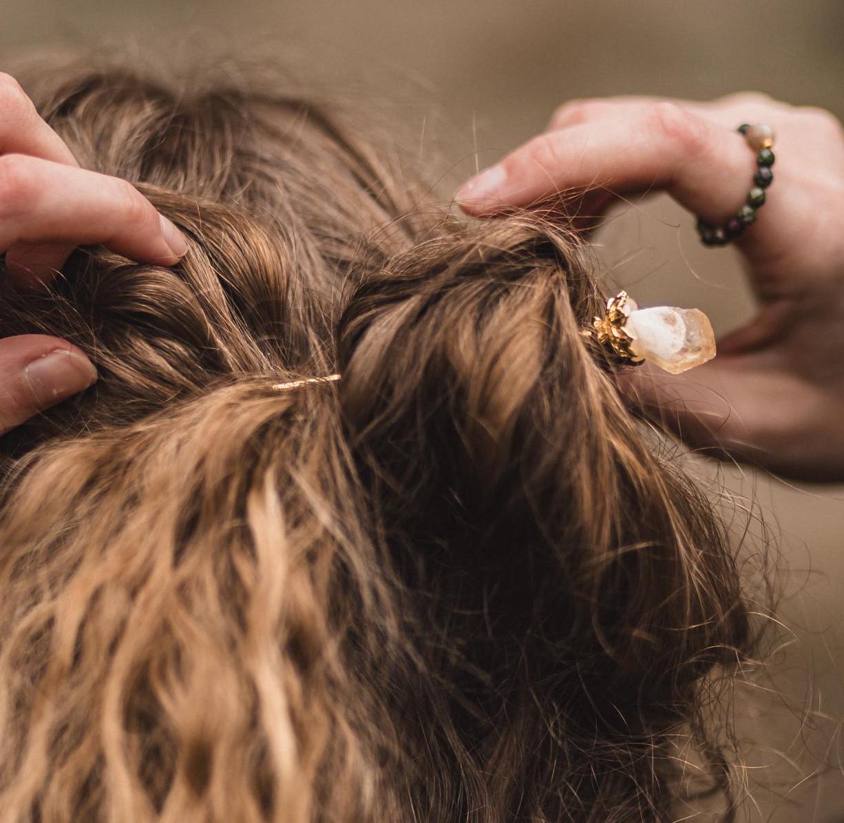 Haarnadeln mit Amethyst & Citrin | Gold und Silber