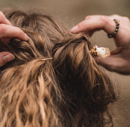 Haarnadeln mit Amethyst & Citrin | Gold und Silber