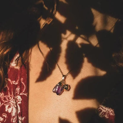 Schliche Dungeons and Dragons Kette mit Amethyst | Gold und SILBER | Edelstahl