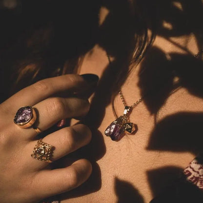 Schliche Dungeons and Dragons Kette mit Amethyst | Gold und SILBER | Edelstahl