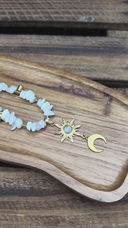 "Luna Solis" Mondstein Splitterkette | Gold & Silberli